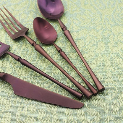 Gugrida Unique & Beautiful Flatware Set - 20 Piece Iridescent Silverware Sets | 18/10 Stainless Steel Reusable Cutlery Set | Purple Utensils Service For 4 with Dessert Fork, Knife, Spoon, Dinner Fork