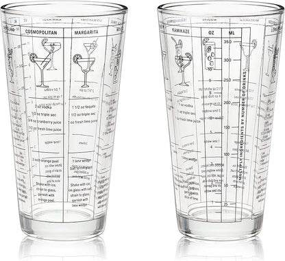 True Glass Cocktail Shaker with 7 Classic Recipes and Measurements for Cold Brew Cocktails, Home Bar Accessories, Bar Tools, Bartender Gifts, Hosting Essentials, 13.5 oz, Set of 1, Clear