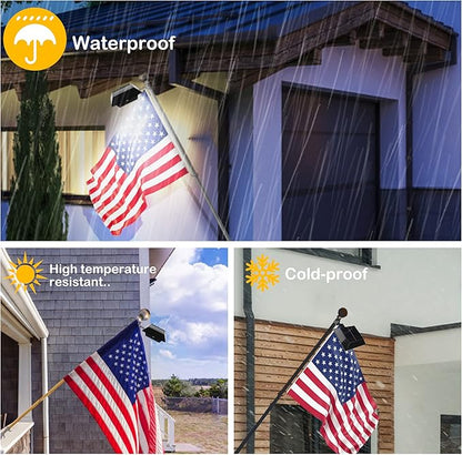 Solar Flag Pole Light, Bright White 6000k Flagpole Light Upgrade Solar Powered