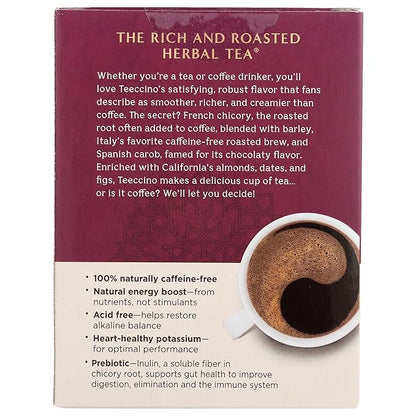 Teeccino Vanilla Nut Herbal Tea - Rich & Roasted Herbal Tea That’s Caffeine Free & Prebiotic for Natural Energy, 10 Tea Bags (Pack of 4)