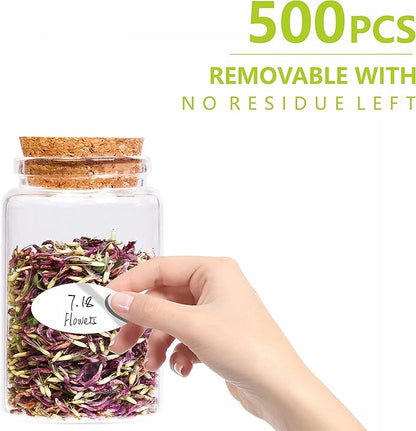 500 Removable Freezer Pantry Labels, Waterproof Tear Resistant Removable No Residue, for Food Containers Jars Kitchen Restaurant Storage Organization