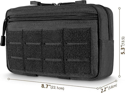 Tactical Molle Admin Pouch Utility Laser Cut EDC Tool Pouch Bag Horizontal Modular Pouches Include US Flag Patch and Keychain