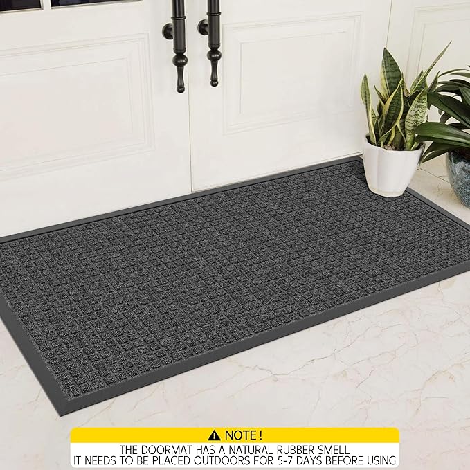 Indoor Outdoor Front Door Mats, 72" x 36" Rubber Backing Non Slip Durable Welcome Floor Mats for Patio, Garage Entrance, Stain and Fade Resistant Commercial Doormats for High Traffic