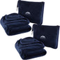 BlueHills Premium Soft 2-Pack Travel Blanket Pillows Airplane Large Plane Flight Throw Blankets for Two in Bag Compact Traveling Essentials Set Packable Warm Gifts Navy Blue T011