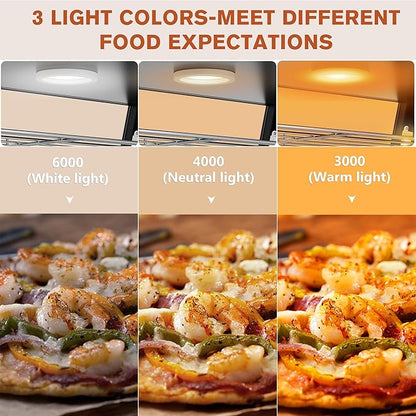 Whalefall Countertop Food Warmer with top Holder, 44 inch Commercial Food Warming Cabinet, tri-Color Lighting, w/Thermometer and Adjustable Thermostat for Cafeteria Kitchens Restaurants