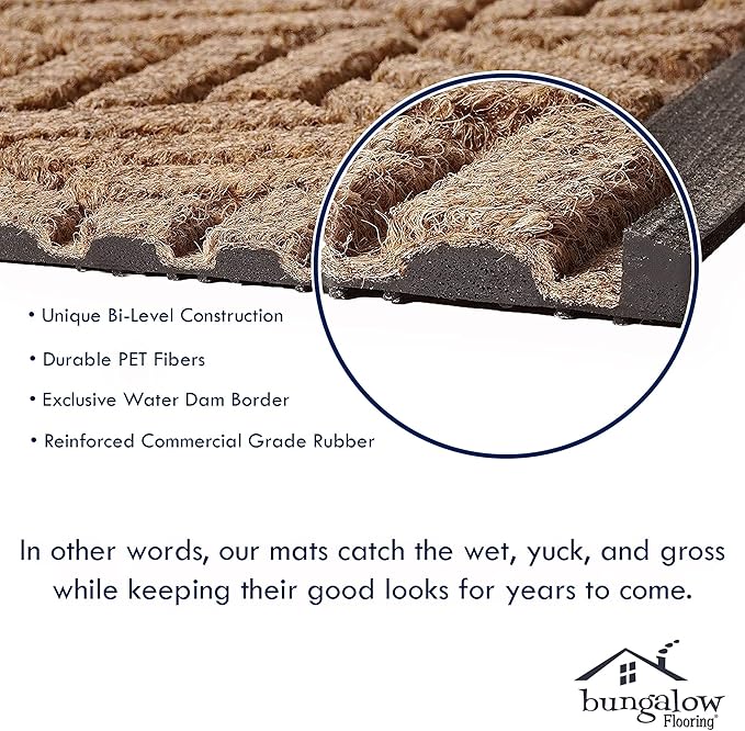 WaterHog Heavy Duty Runner Door Mat, 2' x 5', Made in USA, Durable & Skid-Resistant Entryway Mat, Water-Trapping, Indoor/Outdoor Decorative Floor Covering, Cordova Collection, Medium Grey