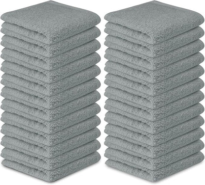 Softolle 100% Cotton Washcloths 24 Pack (12x12 Inches) Soft, Highly Absorbent Washcloth, Face Towels, Wash Cloths for Face, Ring Spun, Bulk Pack (Silver Grey)