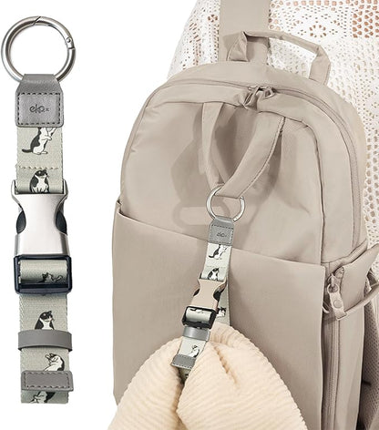 Travel Carry Strap with Ring Hooks, Buckle, Add-a-Bag Luggage Strap, Adjustable Bag Holder, Travel Clip for Carry-on Bags
