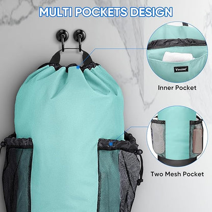 BALEINE 150L Laundry Bag Backpack, 900D Oxford Fabric Large Travel Laundry Bags with Shoulder Straps and 2 Mesh Pockets for College Dorm, Apartment, Laundromat (Sky Blue, 150L)