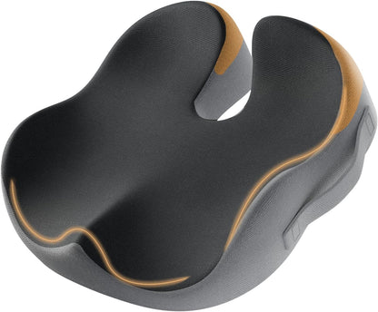 ProtoArc Seat Cushion, Office Chair Cushion for Sciatica, Coccyx Cushion, Ergonomic Memory Foam Seat Cushion for Car, Home, Pressure Relief Pad for Hip, Tailbone, All Day Comfort - Black&Gray