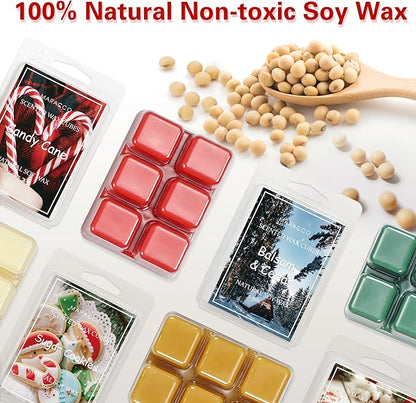 Maracco Christmas Scented Wax Melts, Soy Wax Cubes for Wax Warmer, Wax Melts Wax Cubes Xmas Winter, 6 x2.5oz