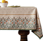 patdrea Designer Linen Vintage Table Cloth for Rectangle Table,Light Brown Durable French Floral Tablecloth,Decor Cover for Kitchen Dining,Christmas,Thanksgiving,Tea Party,55"x87"-Cudillero