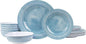 AELS Melamine Dinnerware Set of 18 Pcs, Dinner Dishes Set for Indoor and Outdoor Use, Melamine Plates and Bowls Set for 6, Dishwasher Safe, Lightweight Unbreakable, BPA Free, Blue