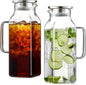 Netany 2 Pack 2 Liters/68 oz Square Glass Pitcher with Lid and Handle for Fridge, Iced Tea and Coffee Carafe Beverage Serveware, Heat Resistant Borosilicate Water Jug for Hot/Cold Drinks and Milk