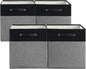 13 x 13 Inch Fine Linen Storage Bins with Handles，Fabric Cube Boxs，Collapsible Basket Organizers for Shelves for Home, Closet Drawers (Black/Gray-4 Pack)