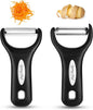 Spring Chef Premium Y & Vegetable Julienne Peeler Set for Kitchen with Stainless Steel Sharp Blades - Carrot Peelers with Comfortable Handles - Perfect for Zucchini, Cucumber, Papaya, Potato - Black