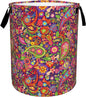 Boho Hippie Flowers Laundry Basket,Vivid Peace Foldable Laundry Hamper Waterproof Oxford Cloth Tote Bag,Clothes Storage Bucket Decorative Toy Organizer For Bathroom Bedroom 16" x 20"