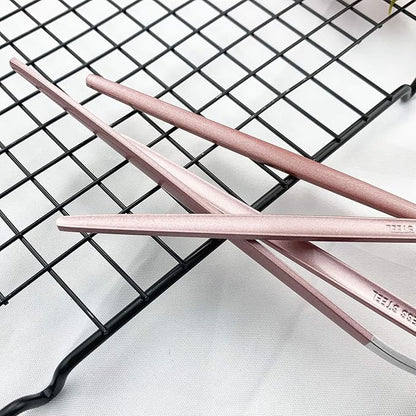 JASHII Flatware Serving Set 24 Piece, Stainless Steel Silverware Set, Pink Silver Cutlery Set, Modern Elegant Tableware Set for Party, Christmas, Dinner (Pink Silver)