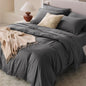 Double Stitch Cotton Tencel Duvet Cover - King Size Comforter Cover, Luxury & Soft Eucalyptus Lyocell Bedding Set for Hot Sleepers, Cooling, Smooth & Breathable, Button Closure, Ash Black, 106"x90"