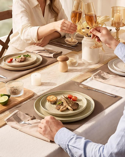 Stoneware Dinnerware Sets with Pasta Bowls, Service