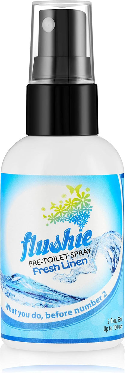 Flushie Pre-Toilet Spray for Travel Size Toiletries - Bathroom Spray Deodorizer for Toilet - Poop Odor Eliminator