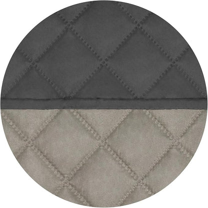PureFit Reversible Quilted Sofa Cover, Water Resistant Slipcover Furniture Protector, Washable Couch Cover with Non Slip and Elastic Straps for Kids, Dogs, Pets (Oversized Recliner, Dark Gray/Beige)