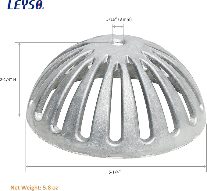 Leyso Heavy Duty Aluminum Drain Cover, Sink Drain Cover, Floor Drain Cover, Dome Strainer for Compartment Sink, Kitchen, Outdoor, Garden, Restaurant 5-1/2" W x 2-1/4"H (1 PCS)