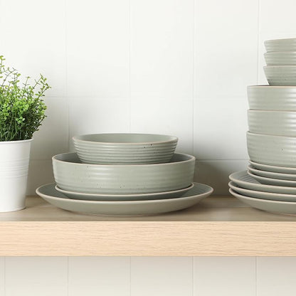 Gibson Home Dinah Double Bowl Stoneware Embossed Speckled Dinnerware Set