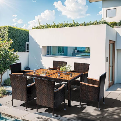 Shintenchi 7 Piece Patio Dining Set, Wicker Patio Conversation Set