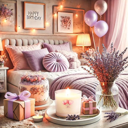 Birthday Candles, Scented Candles Gift Set for Stress Relief, 3 Votive Candles for Women and Men, Birthday Candle Gifts for Women (Pink + Purple + White, 7 oz)