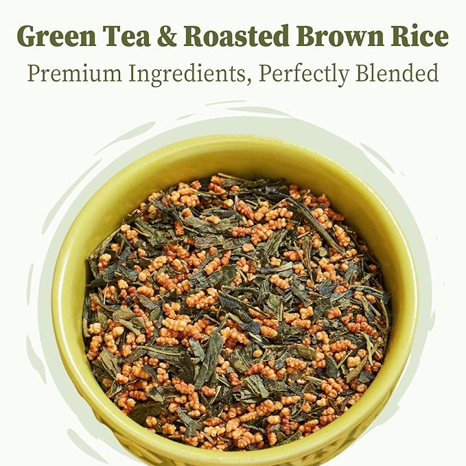 FullChea - Genmaicha Tea bags, 50 Teabags - Genmaicha Green Tea with Roasted Rice, Nutty & Refreshing - Low Caffeine - Soothing & Digestive, Perfect for Daily Relaxation