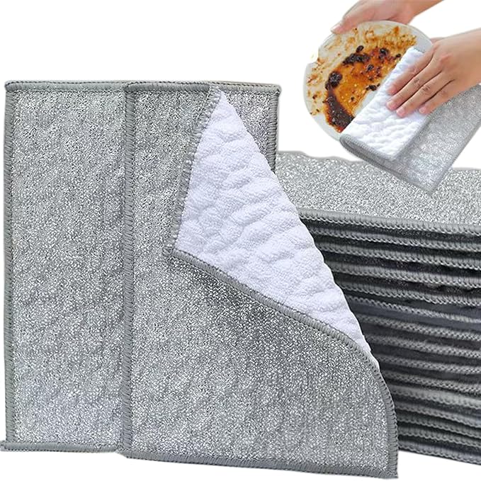 New Scratch-Resistant Multi-Functional Metal Wire Dish Cloth, Double-Sided for Wet and Dry use, Suitable for Washing Dishes, cookware, Sinks, stoves, and Kitchen Cleaning. (5PCS)