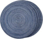 FunWheat Round Braided Placemats Set of 4 Place mats for Dining Tables Woven Heat Resistant Table Mats 15 inch (E Klein Blue, 4pcs)