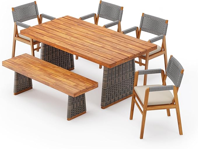 Christopher Knight Home Pasco Acacia Wood Outdoor Dining Table Set