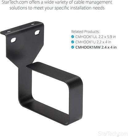 StarTech.com 2.4 x 3.9in Vertical Cable Management D Ring - 1.5U Metal D-Ring Hooks - Wire Organizer for 2 or 4-Post Network/Server Racks (CMHOOKMW) Black