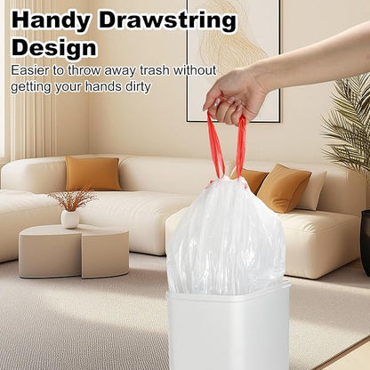 ELPHECO 1.6 Gallon Small Trash Bags 60 Count - For 1.2-2 Gallon Trash Cans, 4.5-8L Drawstring Garbage Bags, Strong Bathroom Trash Bags, Clear Tear free Garbage Bags, 60 Count / 6 Rolls