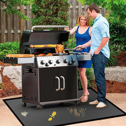 65 ×40 inches Under Grill Mats for Outdoor Grill/ Fireproof Fire Pit Mat for under Fire Pit Fireplace, BBQ Mat under BBQ Waterproof Oil-Proof Grill Floor Pad for Deck Patio Flat Top Smokers Gas Grills