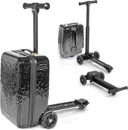 Teen Totes Detachable 4-in-1 Scooter Luggage for Kids – Ride-On Suitcase with Removable Luggage Body, Adjustable Handlebar, Durable Deck & Brake, Carry-On Size – Travel & Play