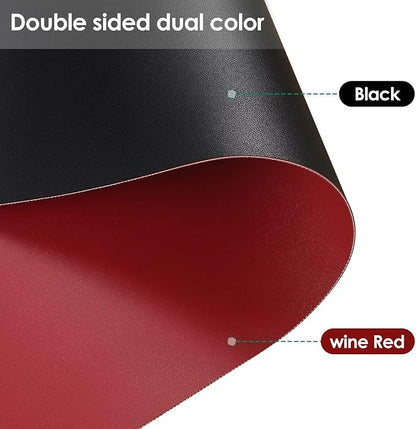 Leather Dresser Cover,1.8mm Thick,14x96 Inch,Dresser Protector Top,Dresser Top Protector,Dresser Cover Top,Dresser Top Cover,Dresser Cover Top for Bedroom.(Black+Wine Red,14x96)