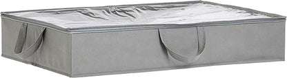 Amazon Basics Under Bed Fabric Zipper Storage Container Bags with Window and Handles, 2-Pack, 30.2 x 20 x 5.7 inches, Gray