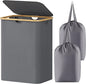 Lifewit 150L Laundry Basket with Lid, Clothes Hampers for Laundry with Bamboo Handles and 2 Removable Bags, Large Foldable Laundry Hamper for Bedroom, Bathroom, Dorm, Grey