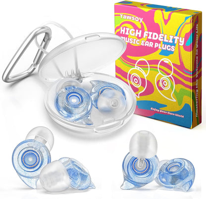Ear Plugs for Concerts, 2 Pairs High Fidelity Ear Plugs Noise Reduction with Acoustic Filter – NRR of 22 and 24dB Silicone Ear Plugs for Festival, Nightclub, DJs, Musicians, Noisy Workplace(Blue)