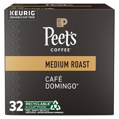 Peet's Coffee, Medium Roast Single Serve Coffee Pods - Café Domingo 32 Count (1 Box of 32 Pods)