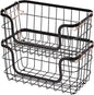 Amazon Basics Stackable Metal Wire Rectangular Storage Basket Set For Kitchen or Bathroom, 2 Count, Black