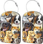 2 Pack Cute Luggage Tag for Suitcases Dogs Breeds Portraits Leather Luggage Tags with Stainless Steel Loop Privacy Flap Name Tags,Men and Women Travel Bag Suitcase Tags