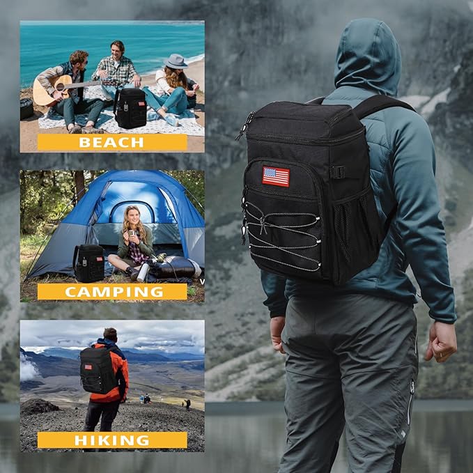 Tactical Backpack Cooler, 25L Cooler Backpack Insulated Leak-Proof, Heavy Duty Large Lunch Backpack, Waterproof Ice Chest Backpack for Men Women Adults Work Daytrip Camping Beach Hiking Accessories