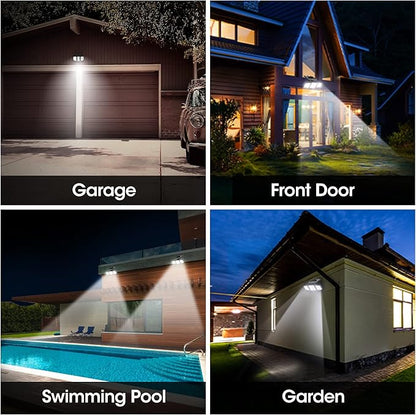 EverBrite Solar Outdoor Lights, 128 LED 7000K Solar Motion Sensor Lights, 3 Heads Security LED Flood Light, 270° Wide Lighting, IP65 Waterproof, Wall Light for Yard Patio Garden Pathway Porch