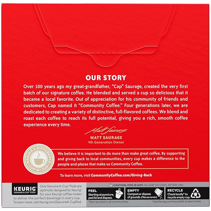 Community Coffee Pecan Praline Medium Roast Single Serve Keurig K-Cup Pods 32 ct Box