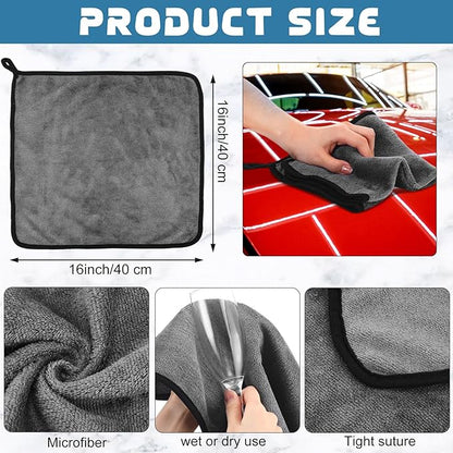 Tallew 50 Pcs Microfiber Towels 16 Inch x 16 Inch Microfiber Cloth Car Drying Towels for Cars Washing Polishing Office Windows Cleaning Household Supplies (Gray)