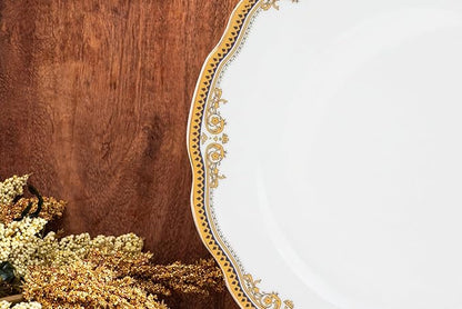 Luxurious Dinnerware Set 12 Piece - Vintage Gold Floral Dish Set - Service for 4 - Gorgeous Kitchen Plates Dishes - Dining Set for Everyday or Formal Occasions (Floral Gold)